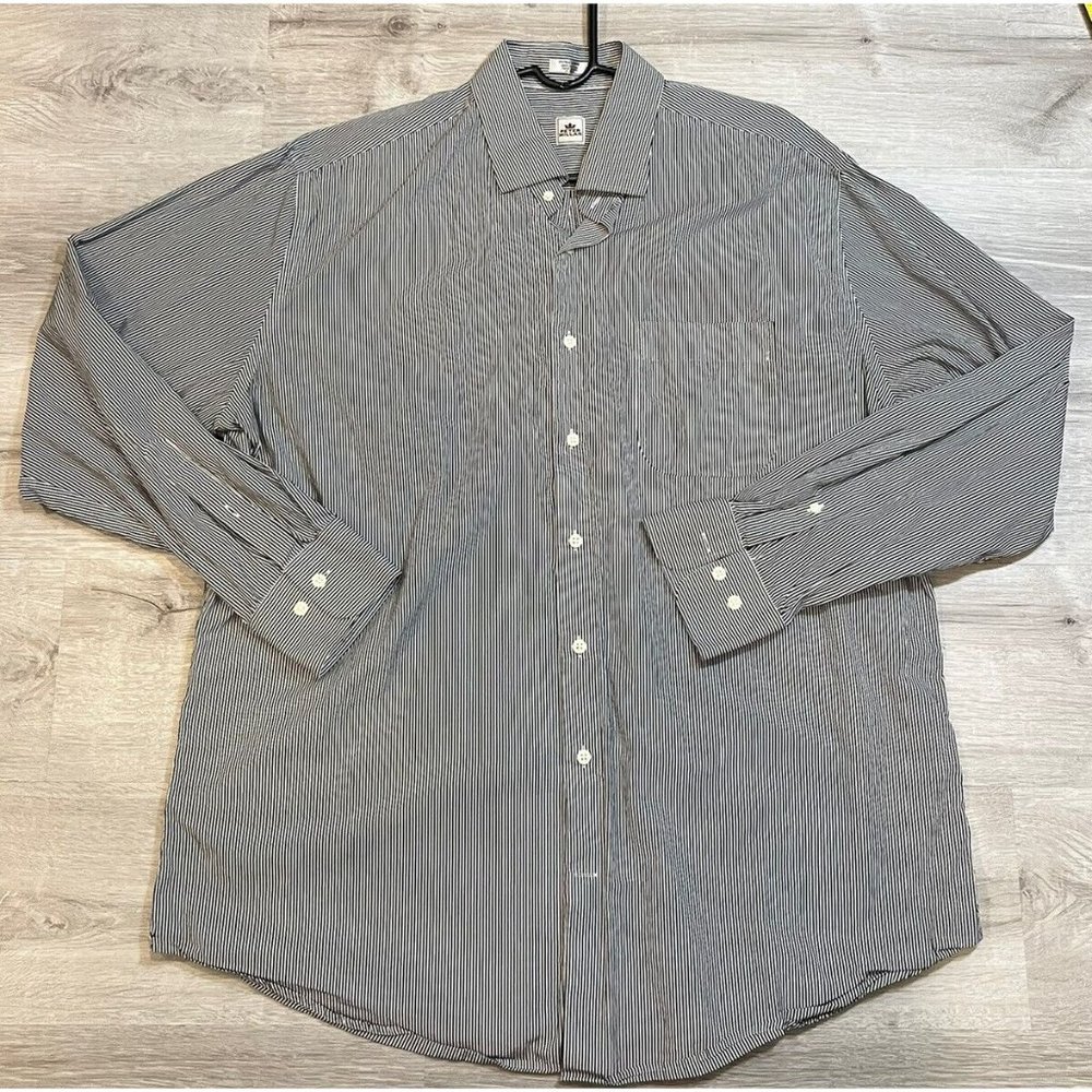 Peter Millar Gray Striped‎ Cotton Button Front Long Sleeve Shirt Size XL